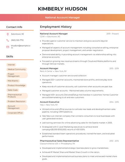 National Account Manager Resume