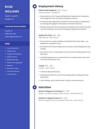Public Health Registrar Resume