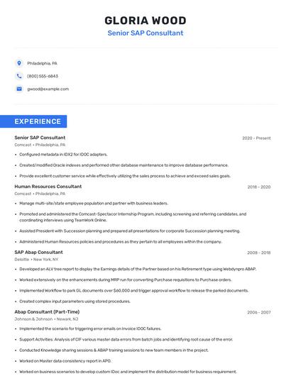 Senior SAP Consultant Resume