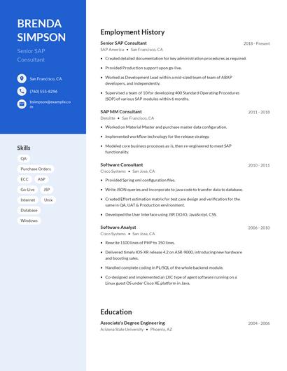 Senior SAP Consultant Resume